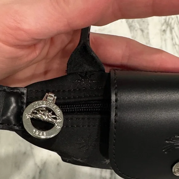 Longchamp Black Mini Top-Handle Bag with Star Embroidery - Picture 3 of 6